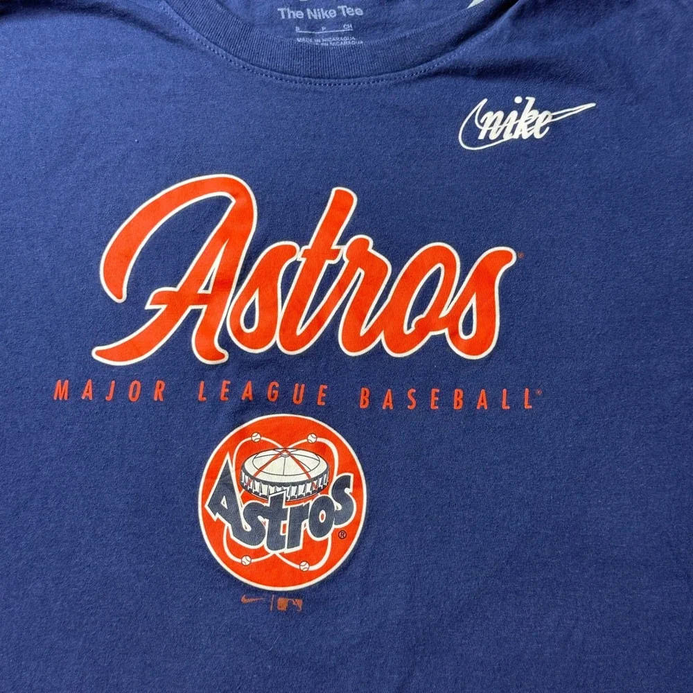 Houston Astros Nike T-Shirt Mens S Blue MLB N199P-44B Graphic Tee Short Sleeve